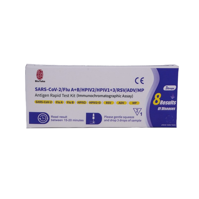8 In 1 SARS-CoV-2/chřipka A+B/HPIV2/HPIV1+3/RSV/ADV/MP Antigen Rapid Test Kit