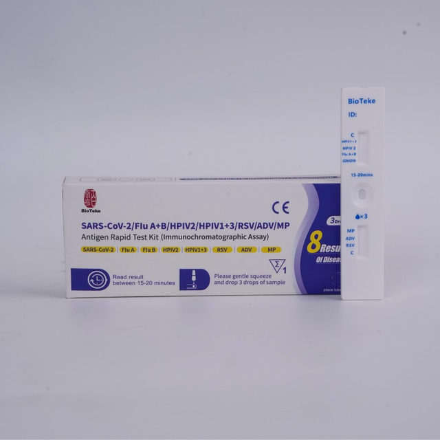 8 In 1 SARS-CoV-2/chřipka A+B/HPIV2/HPIV1+3/RSV/ADV/MP Antigen Rapid Test Kit