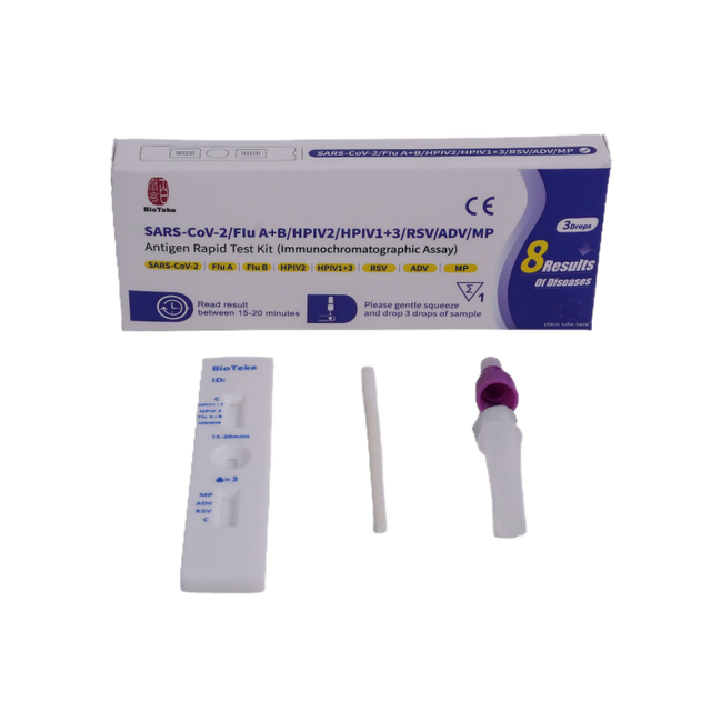 8 In 1 SARS-CoV-2/chřipka A+B/HPIV2/HPIV1+3/RSV/ADV/MP Antigen Rapid Test Kit