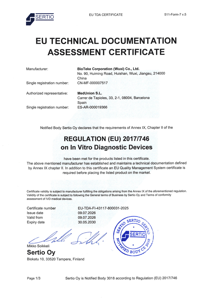 Certifikát EU IVDR Prokázání shody s přísnými regulačními požadavky na samotestovací zařízení IVD v Evropské unii.